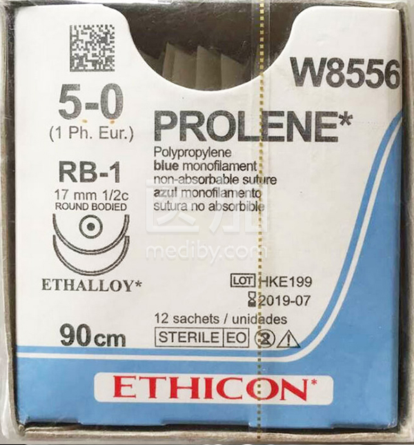 美国强生ETHICON聚丙烯不可吸收缝合线W8556